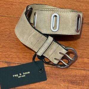 rag & bone women’s  Suede Belt in Taupe with Metal Eyelets